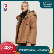 NBA  湖人/勇士/快船/篮网 男士卡其街头长款运动羽绒服