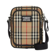 BURBERRY 博柏利 Vintage格纹 男士拼皮单肩包