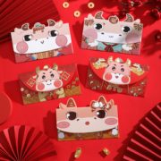 高档烫金！旗望是你 2021年卡通牛年红包 千元款 3个装