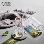 PLUS会员：佳佰 日式锤纹彩色玻璃杯 2只装 *3件