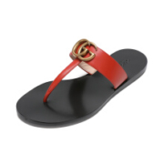 GUCCI 女士牛皮双G夹趾凉鞋