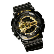 CASIO 卡西欧男士电子手表 51.2mm 黑金盘 黑色树脂带 圆形