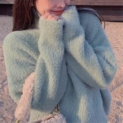 Tonlion 唐狮 62542FC0044468505 女士仿貂毛半高领套头毛衫
