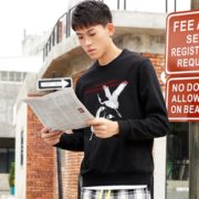 休闲百搭！INTERIGHT 11276 男士国潮仙鹤刺绣卫衣
