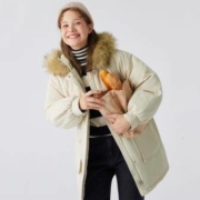 Semir 森马 19079120310 女士毛领连帽工装棉服