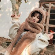 保暖又百搭！Teamifer 缇米芬 熊耳朵毛绒围巾帽子