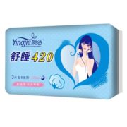 亲肤纯棉！INJEOLLY 媖洁 超长夜用纯棉卫生巾 420mm*3片 *2件