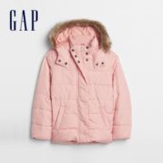 保暖加厚！Gap 盖璞 女童连帽毛领棉服