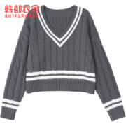 聚划算百亿补贴：韩都衣舍 宽松加厚 提花毛针织衫女