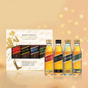 红黑蓝绿牌一次尝遍：50mlx4瓶 Johnnie Walker尊尼获加 苏格兰威士忌 斜标迷你组合礼盒装