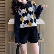 Tonlion 唐狮 女士菱形格针织衫