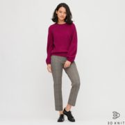 舒适百搭~！UNIQLO 优衣库 432216 女士3D羊毛混纺针织衫