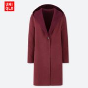 40%羊毛！UNIQLO 优衣库 420227 女款双面呢连帽大衣