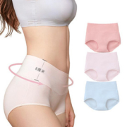【猫人大牌】女士纯棉高腰抗菌内裤三条
