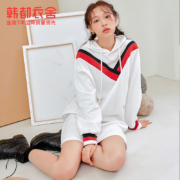 HSTYLE 韩都衣舍 RW9101 女士直筒连帽卫衣裙