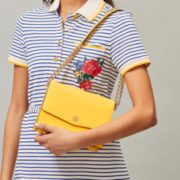 Tory Burch Robinson 女士十字纹牛皮链条包