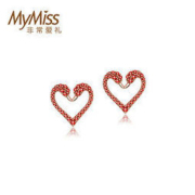 Mymiss 非常爱礼 ME-0748A 爱心红天鹅银镀玫瑰金耳饰