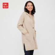 76%羊毛！UNIQLO 优衣库  女士连帽针织大衣