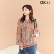 聚划算百亿补贴：kuose 阔色 女款 韩系外穿彩虹毛衣