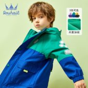 2021春季新款！水孩儿 男女童中长款加绒连帽风衣外套（105~170码）3色134元包邮（双重优惠）