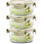 创得 微波炉玻璃饭盒 650ml*3个