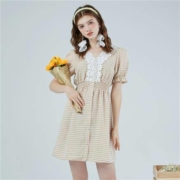 La Chapelle SPORT 拉夏贝尔旗下 24954-02HD-03 女士V领泡泡袖连衣裙