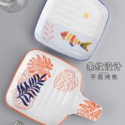 釉下彩!宋青窑 日式陶瓷单柄烤盘2只装 多款