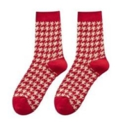 星美郎 女士中筒袜子 红色3双