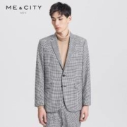 ME&CITY 536392 男士羊毛格纹千年格修身西服外套