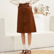 Meters bonwe 美特斯邦威 758W2006100131P 女士灯芯绒半身裙