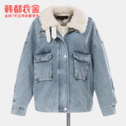 26日0点：HSTYLE 韩都衣舍 CQ9681 女士假两件复古牛仔棉服
