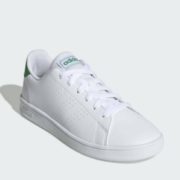 成人可穿！Adidas ADVANTAGE 大童款小白鞋 绿尾