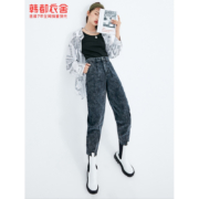 HSTYLE 韩都衣舍 DU9689 女士高腰牛仔裤