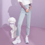 LED'IN 乐町 CWHAA3137 直筒九分牛仔裤