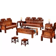 木中央 红木家具 非洲花梨  实木沙发组合套装  三人+2单人+角几+大茶几+2小板凳  *2件