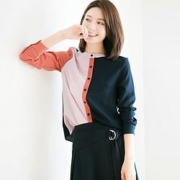La Chapelle SPORT 拉夏贝尔旗下 22011-01SH-70 女士圆领撞色拼接雪纺衬衣