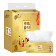 聚划算百亿补贴： Breeze 清风 原木纯品金装系列 抽纸 3层*100抽*10包（188*136mm）