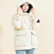 La Chapelle 拉夏贝尔 903610134 女士纯色大毛领棉服