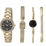 史低价！Anne Klein 安妮克莱因AK/3582 女士施华洛世奇水晶点缀手表手链套装