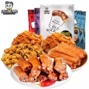 周黑鸭 真空鸭脖215g+烤面筋160g+大辣条180g+麻辣豆皮60g*2袋