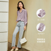聚划算百亿补贴：对白 女装 长袖衬衫 小众雪纺衫