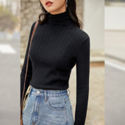 聚划算百亿补贴：对白 女装 复古高领 软糯针织衫