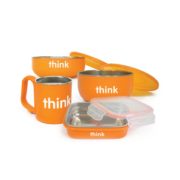 18日10点、黑卡会员！ THINKBABY 辛克宝贝 儿童不锈钢餐具四件套 橙色