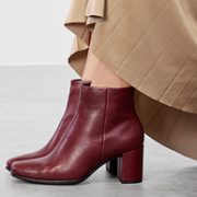 US4-4.5码，ECCO 爱步 Shape 60 型塑系列 女士真皮粗跟短靴