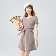 森马 19C059140206 女士V领收腰连衣裙