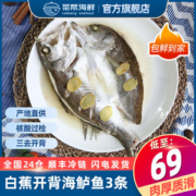 珠海地标特产 Wecook 味库 冷冻开背白蕉海鲈鱼 净重280-350g/条*3条