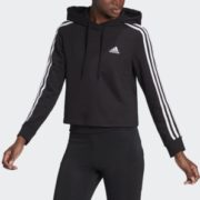 ADIDAS Essentials 3-Stripes 女士宽松露脐短款卫衣