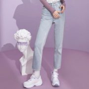 LED'IN 乐町 CWHAA3137 女款直筒九分牛仔裤