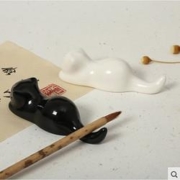 汉 黑白猫 日式毛笔笔搁