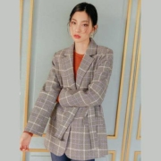 5日0点：韩都衣舍 RJ6101 女士休闲格子西装外套